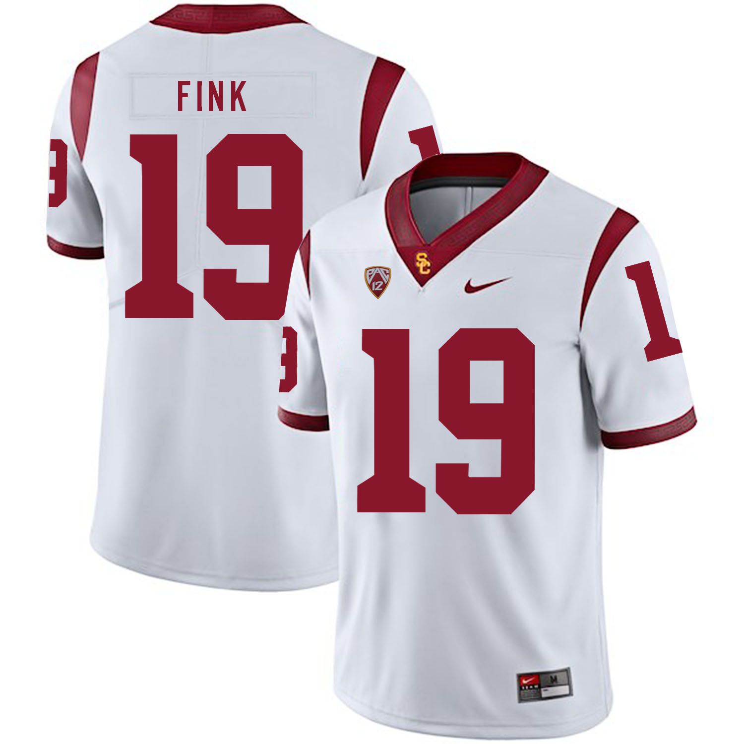Men USC Trojans #19 Fink White Customized NCAA Jerseys->customized ncaa jersey->Custom Jersey